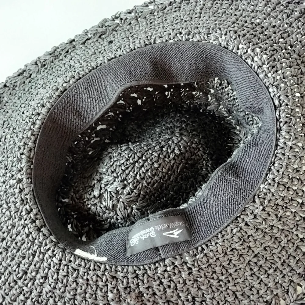 Black Woven Floppy Sun Hat Resortwear Beach Vacation Cruise Pool